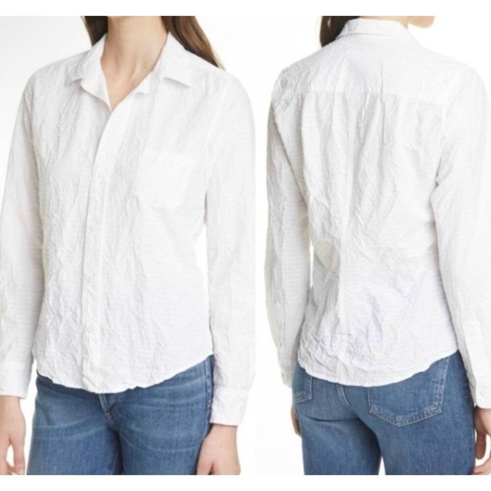 Frank & Eileen - Barry in Textured White Horizontal Stripe sz XS